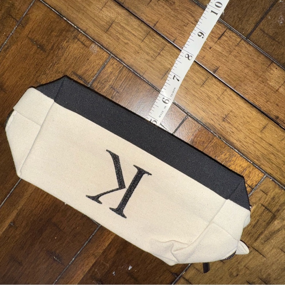 Black and Cream Tote Bag Set with Initial K - Picture 8 of 9